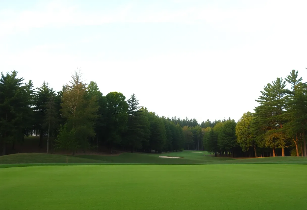 Close-up view of a beautiful golf course with manicured greens.