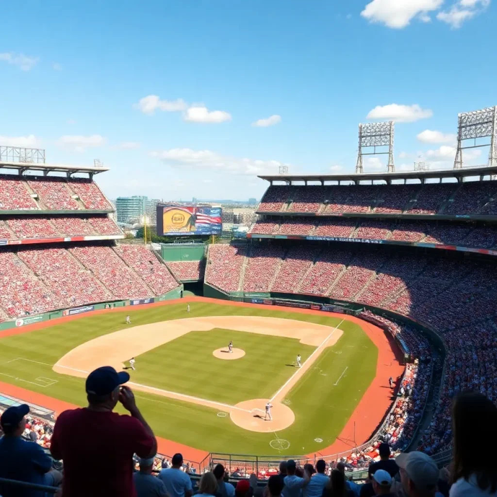 Crowd cheering at the opening day of the 2025 MLB season