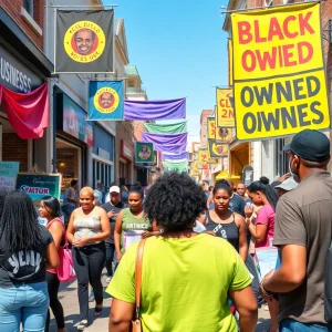 A community gathering supporting Black-owned businesses in Tampa