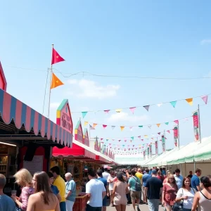 Festival attendees enjoying food and music at Busch Gardens Food & Wine Festival 2025