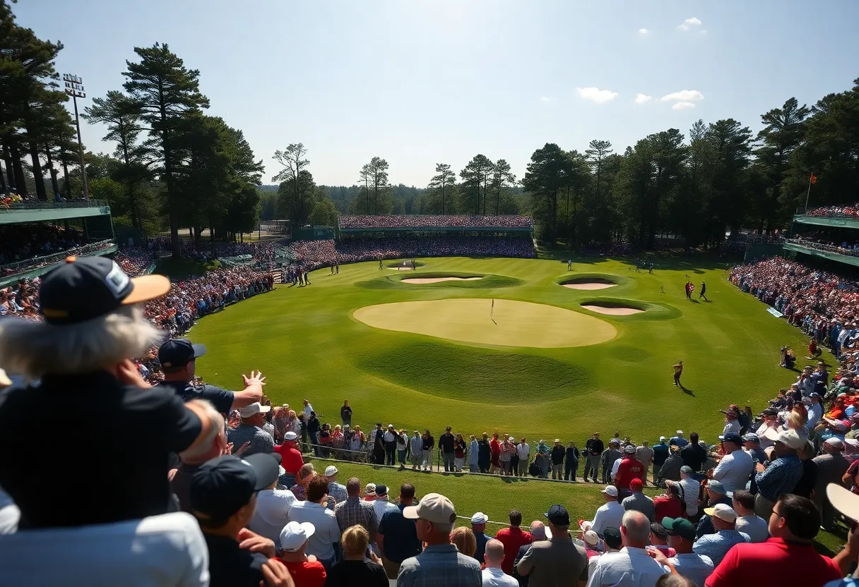 Golfer preparing to tee off at Players Championship