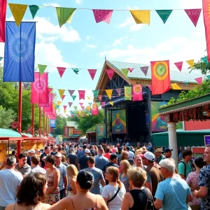 Festival attendees enjoying food and music at Busch Gardens Tampa Bay.