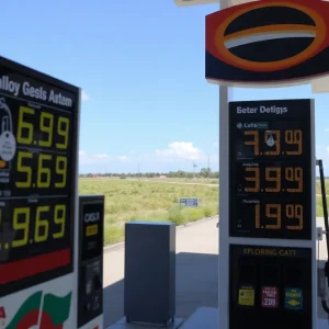 Gas station with price display in Florida