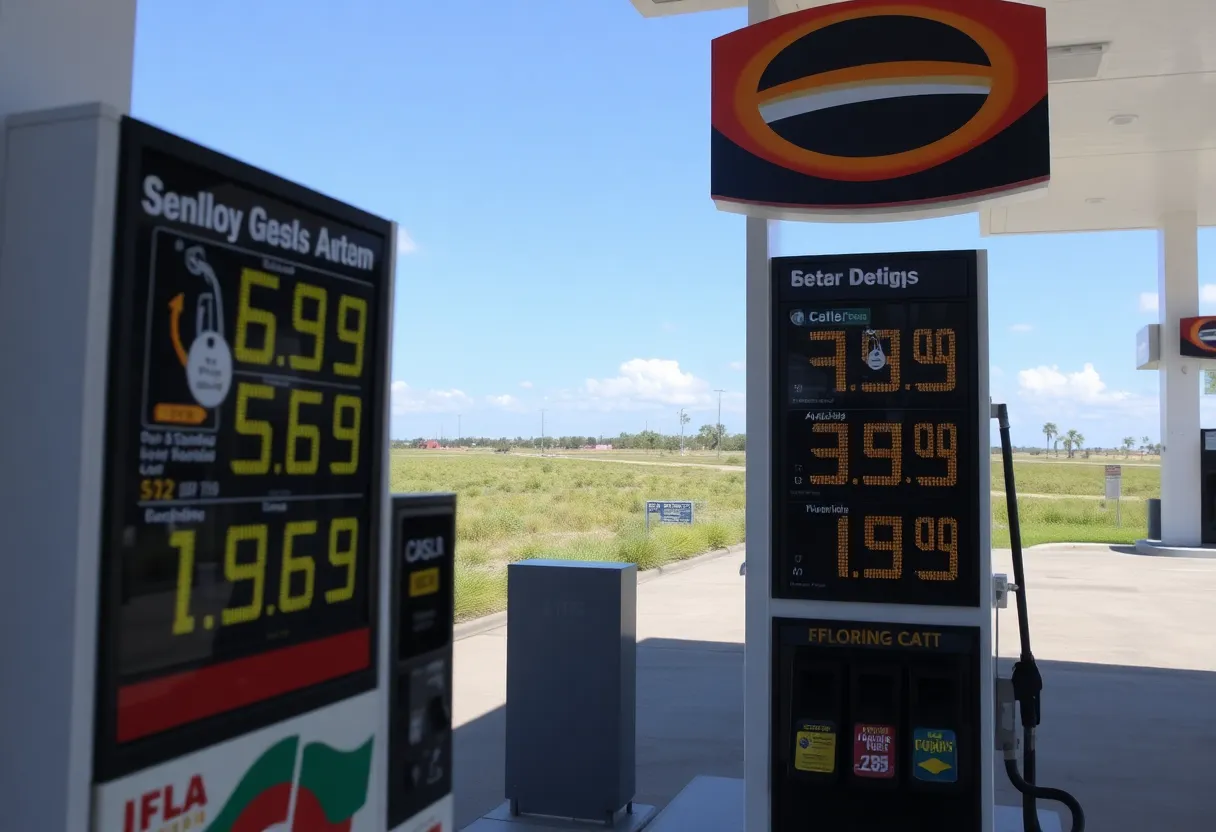 Gas station with price display in Florida