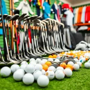 Golf clubs and balls on the grass representing changes in prices