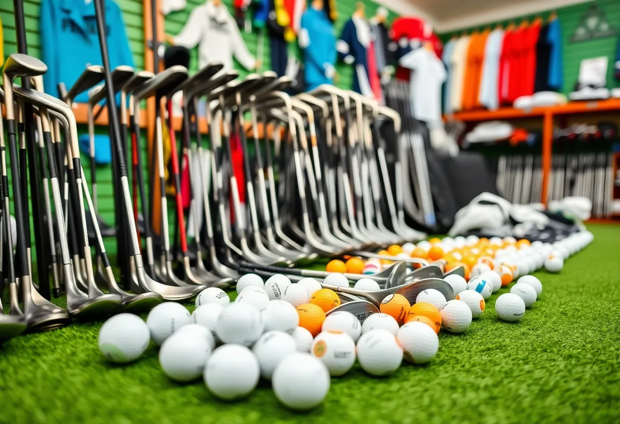 Golf clubs and balls on the grass representing changes in prices