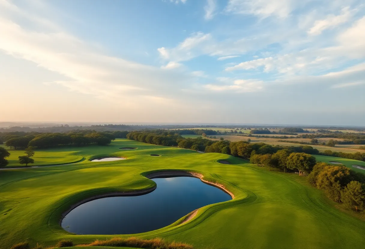 A beautiful golf course scene in Guam with vibrant greens and scenic landscape.