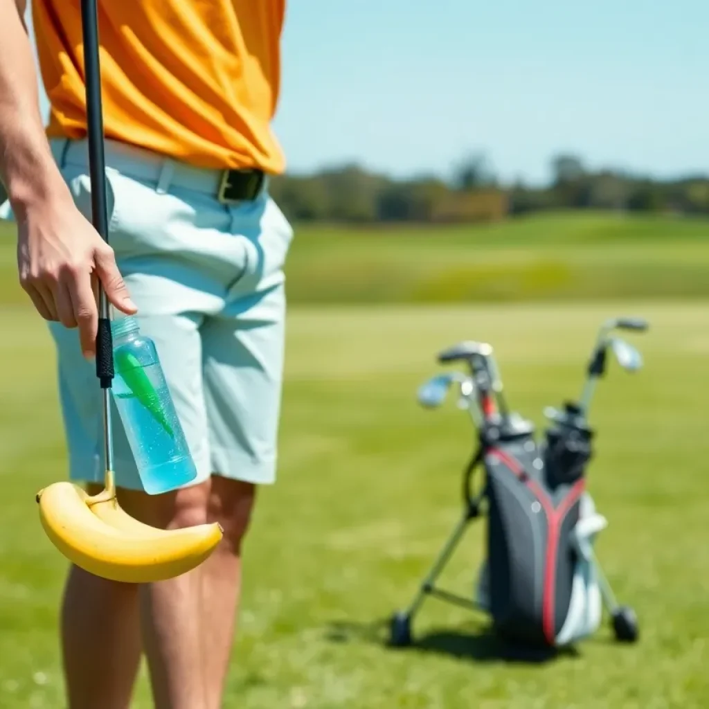 Golfer with healthy snacks on the course