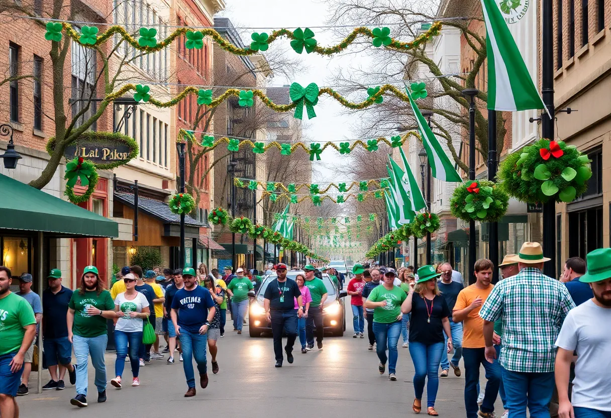 Celebration in Hillsborough County for St. Patrick's Day with vibrant decorations and communities enjoying together.