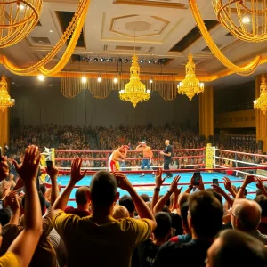 Boxing match at Hoiana Resort during the international event.