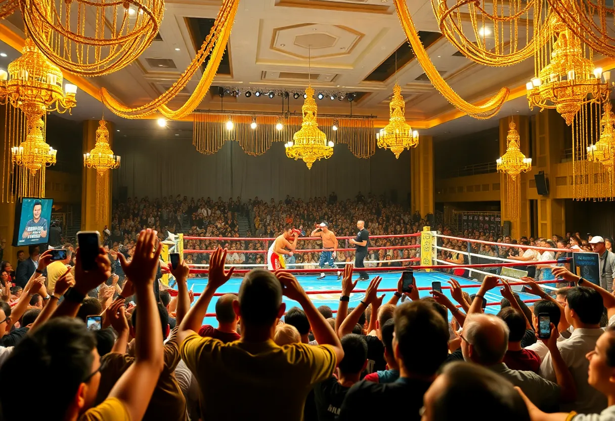 Boxing match at Hoiana Resort during the international event.