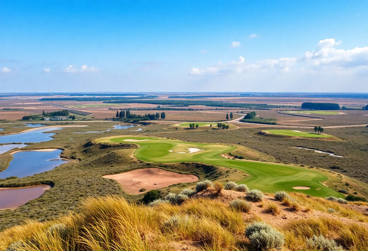 Scenic view of the new MacLeod Golf Course with unique holes and natural landscapes.