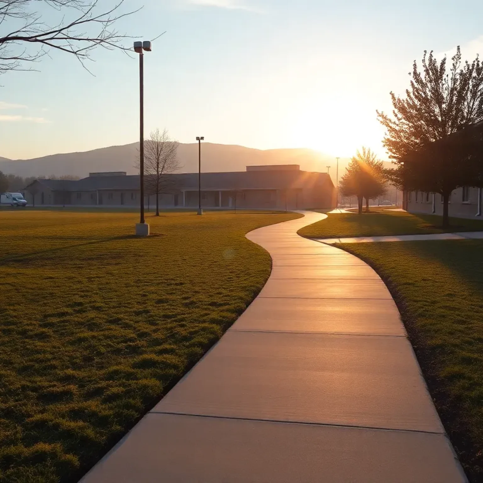 Morning running path at military base