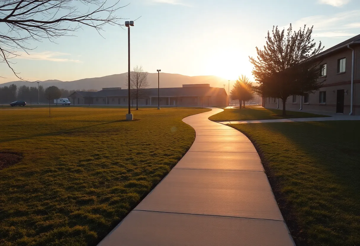 Morning running path at military base