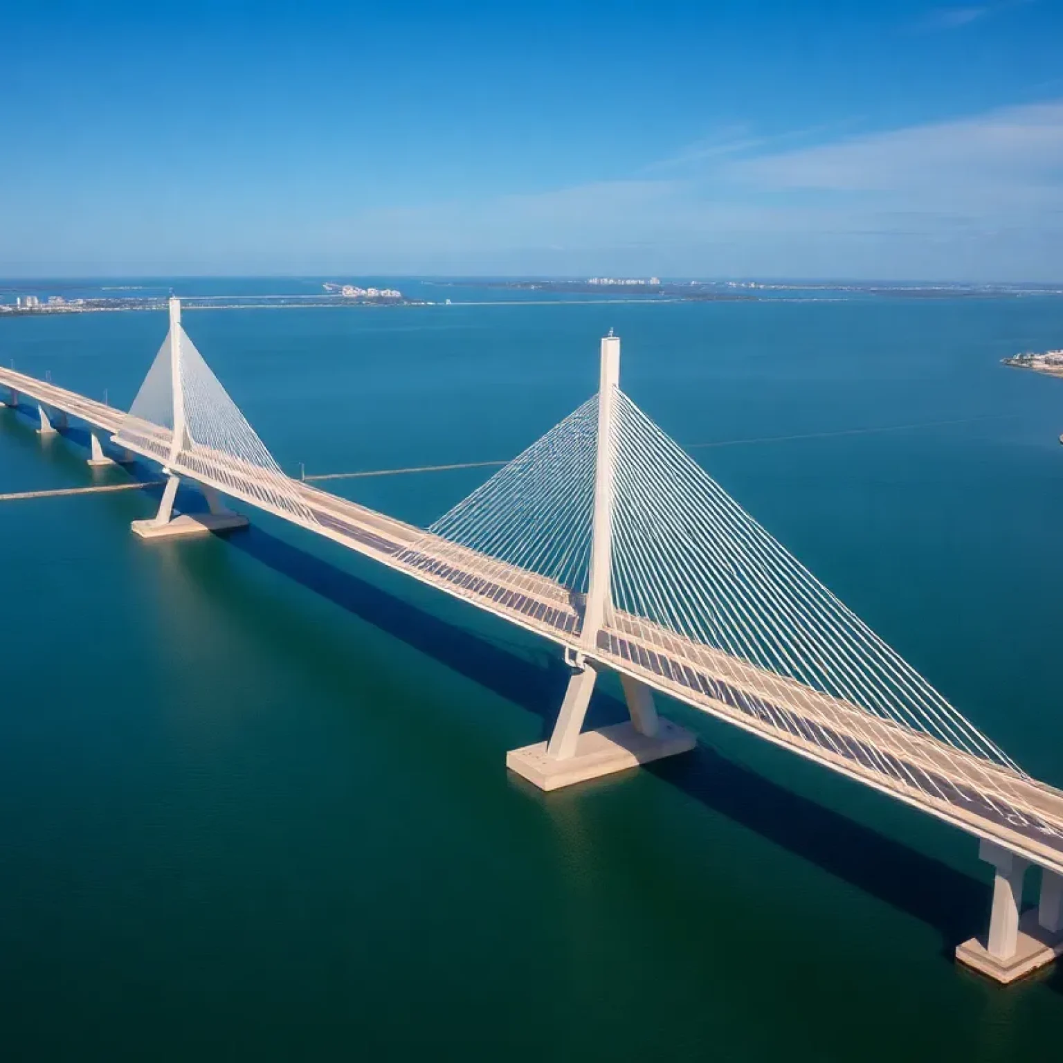 Aerial view of the new Howard Frankland Bridge over Tampa Bay