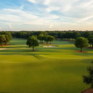 Golf course in Orlando with golfers on the fairway