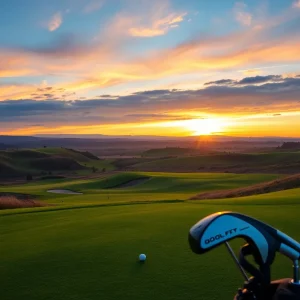 Stunning sunset view over a golf course