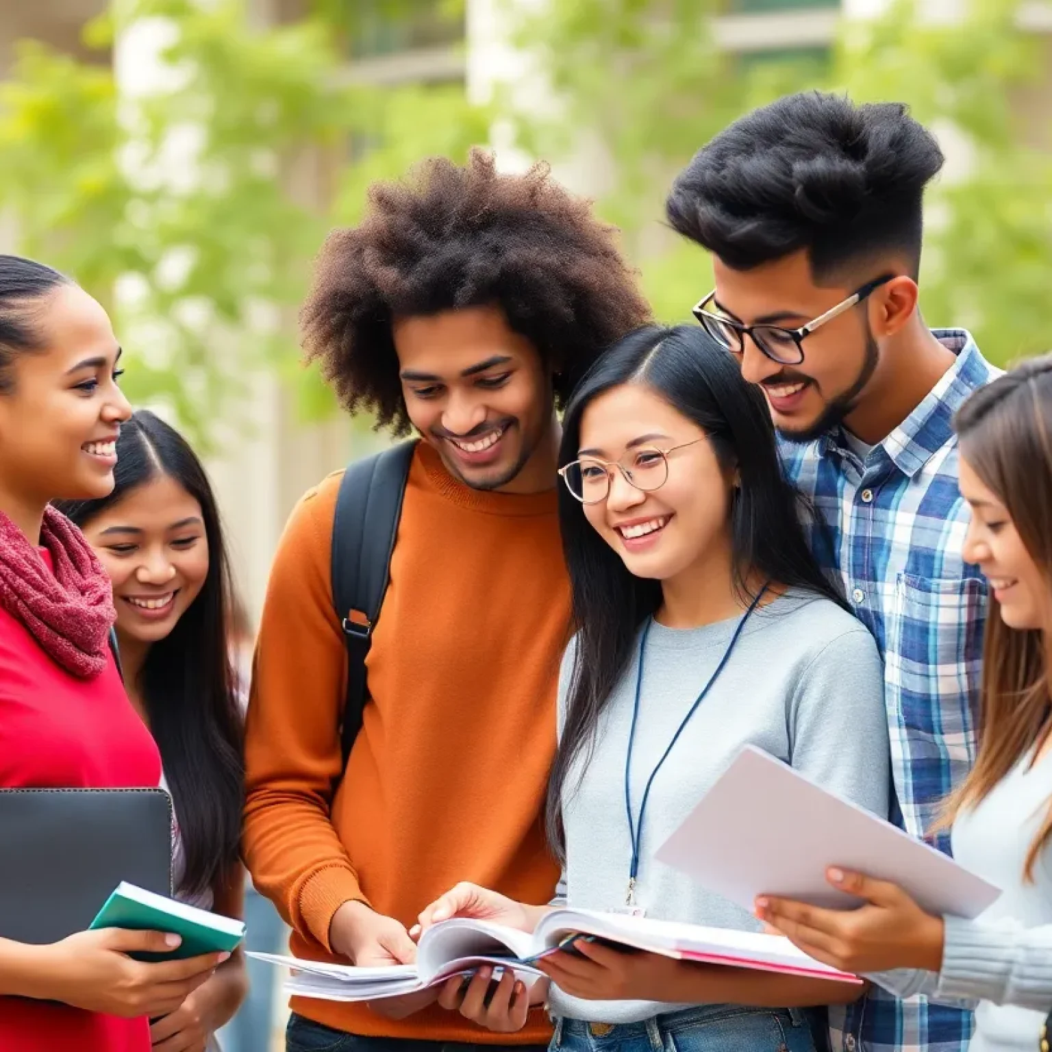 Students actively collaborating at a university in South Florida