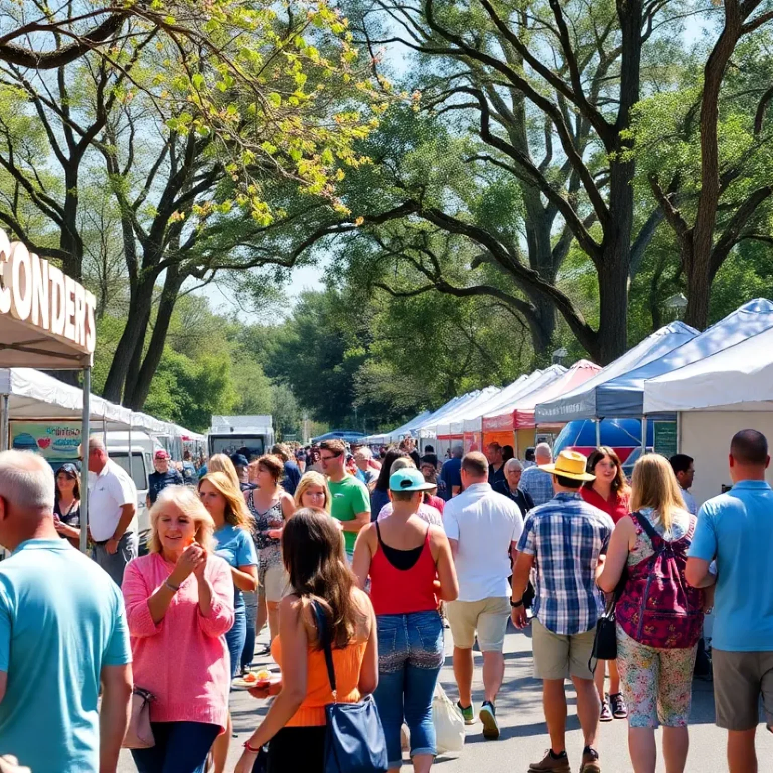 People enjoying food and festivities at a Central Florida spring festival