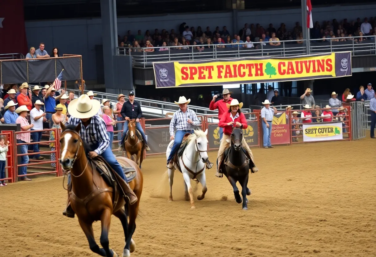 Crowd enjoying the Tampa Bay Rodeo and Family Festival with exciting rodeo action.