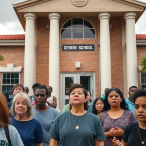 Community gathering outside a Tampa school expressing concern