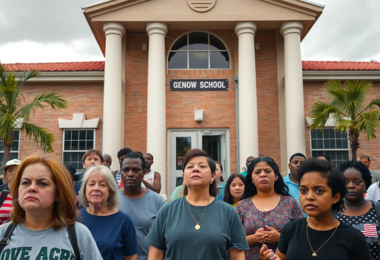 Community gathering outside a Tampa school expressing concern