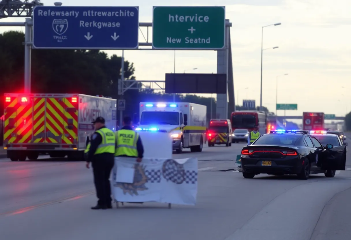 Emergency response at a vehicle crash site on I-4 in Tampa