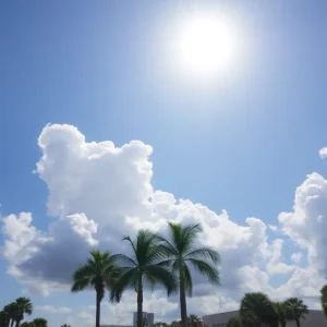 Sunny day in Tampa Florida with palm trees