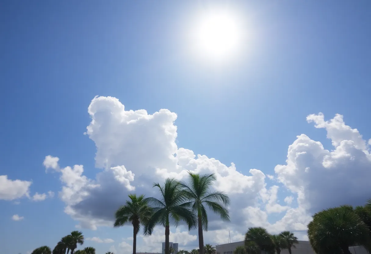 Sunny day in Tampa Florida with palm trees