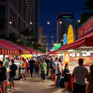 Festivalgoers enjoying food and music at the TASTE Festival in Downtown Tampa