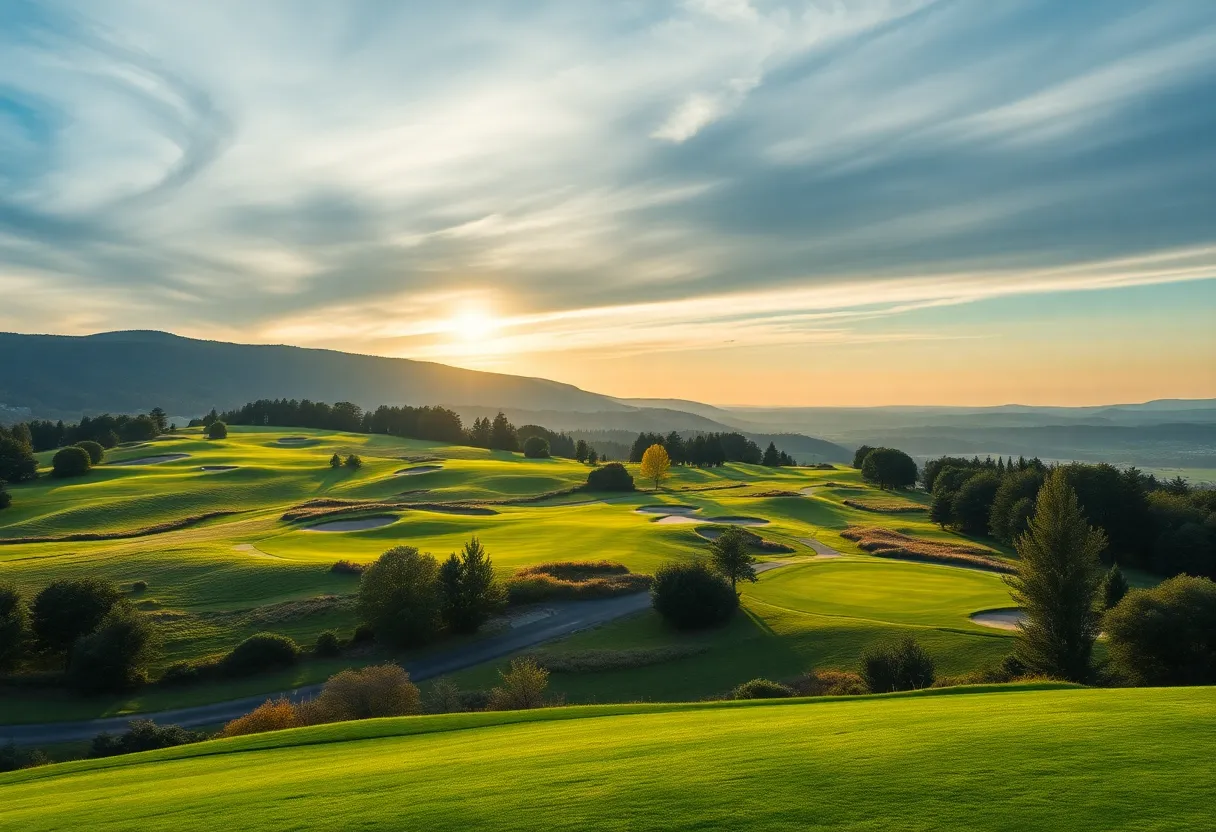 A beautiful golf course in Europe with green fairways and scenic views