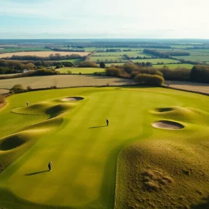 Scenic view of a top-ranked golf course in England.