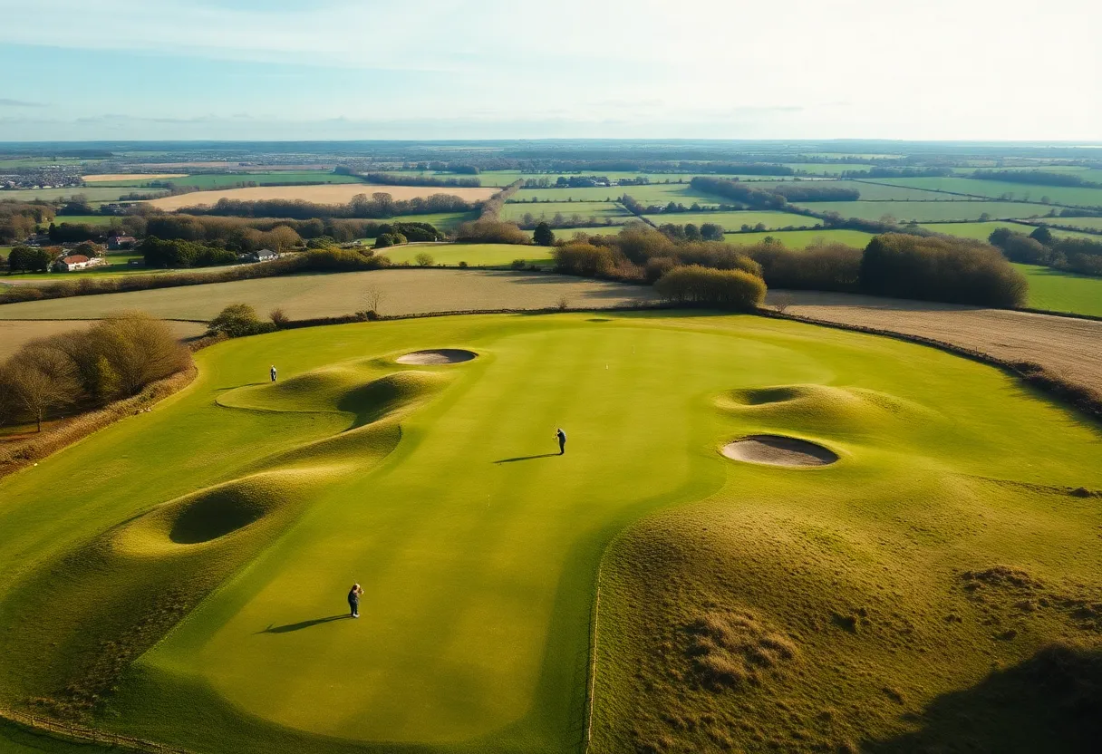 Scenic view of a top-ranked golf course in England.