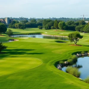 A picturesque view of Trump International Golf Club Lido showcasing its pristine golf grounds and surrounding nature.