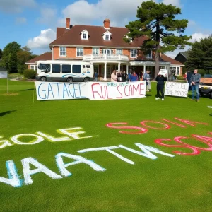 Vandalism at Trump's Turnberry golf course during a protest.