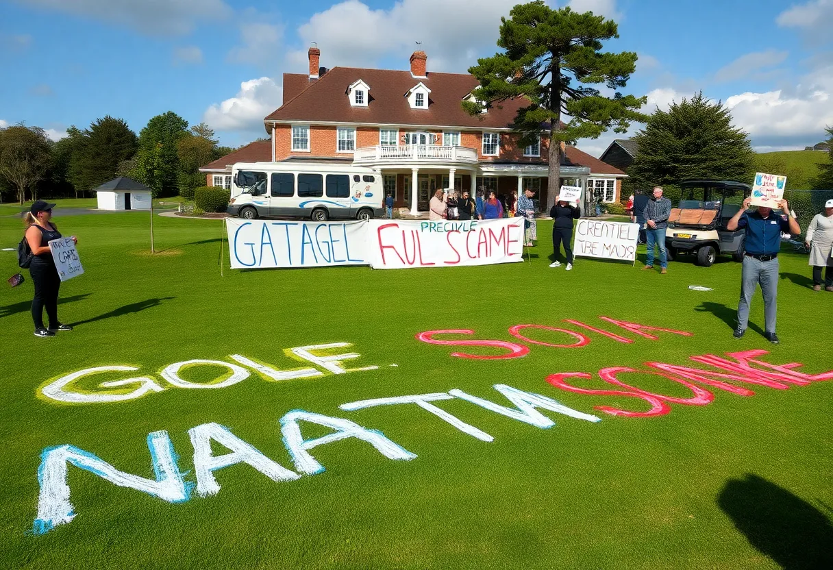 Vandalism at Trump's Turnberry golf course during a protest.