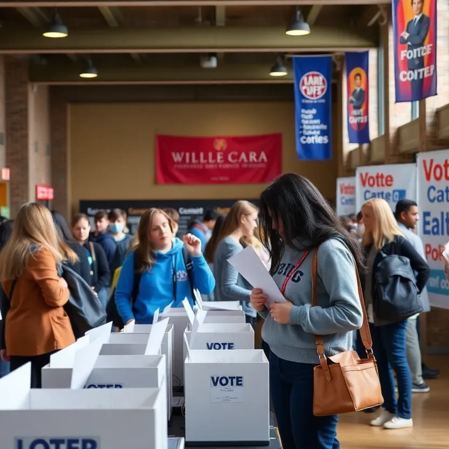 Students participating in USF student elections.