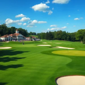 Golfers competing at the World Golf Championships on the scenic South Course.