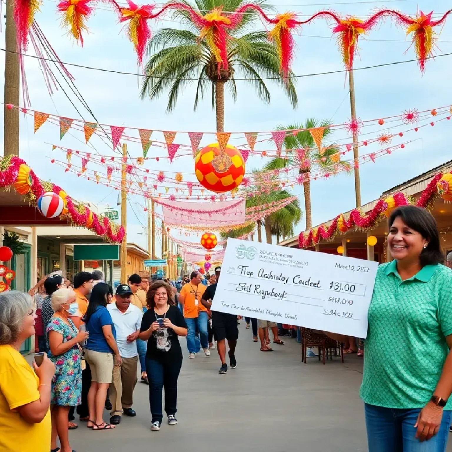 People celebrating a lottery win in Brandon, Florida