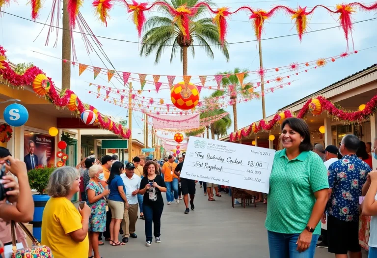 People celebrating a lottery win in Brandon, Florida