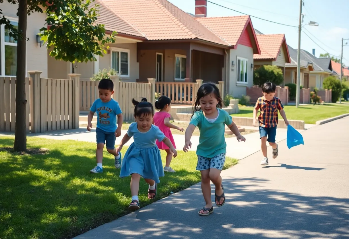 Children playing in a neighborhood park