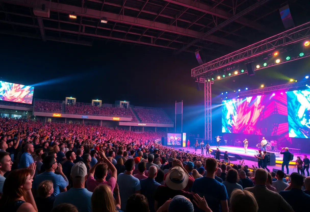Crowd enjoying the Country Thunder Florida festival at Raymond James Stadium