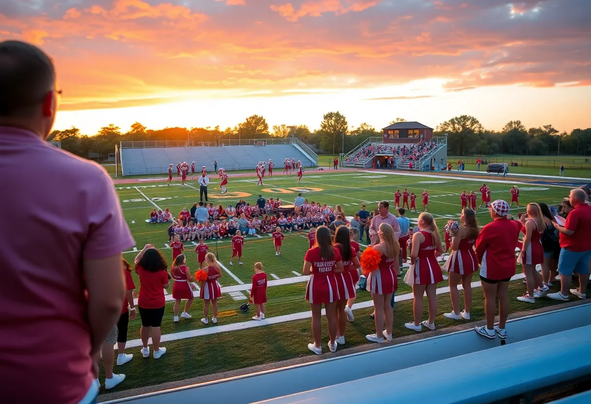 East Bay Indians Football game with fans and cheerleaders