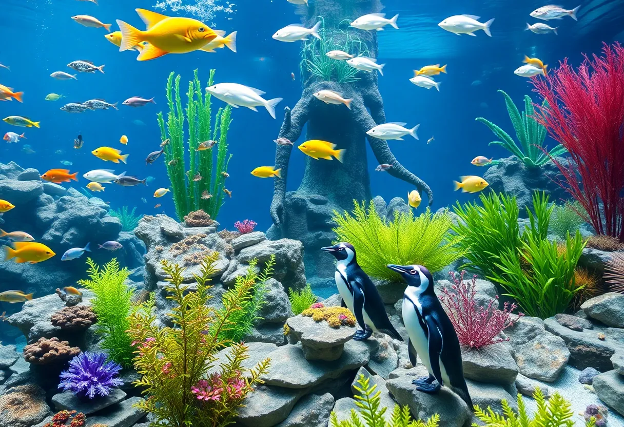 Vibrant marine life display at the Florida Aquarium celebrating 30 years.
