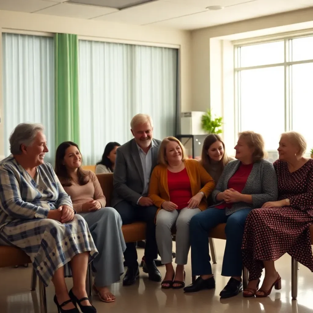 Supportive family and friends in a hospital setting