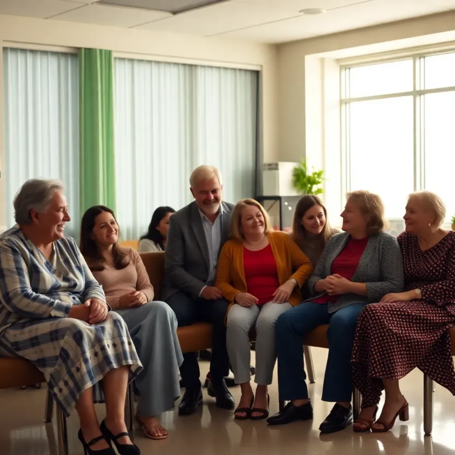 Supportive family and friends in a hospital setting