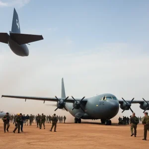 C-141 cargo plane performing a rescue operation during the Vietnam War