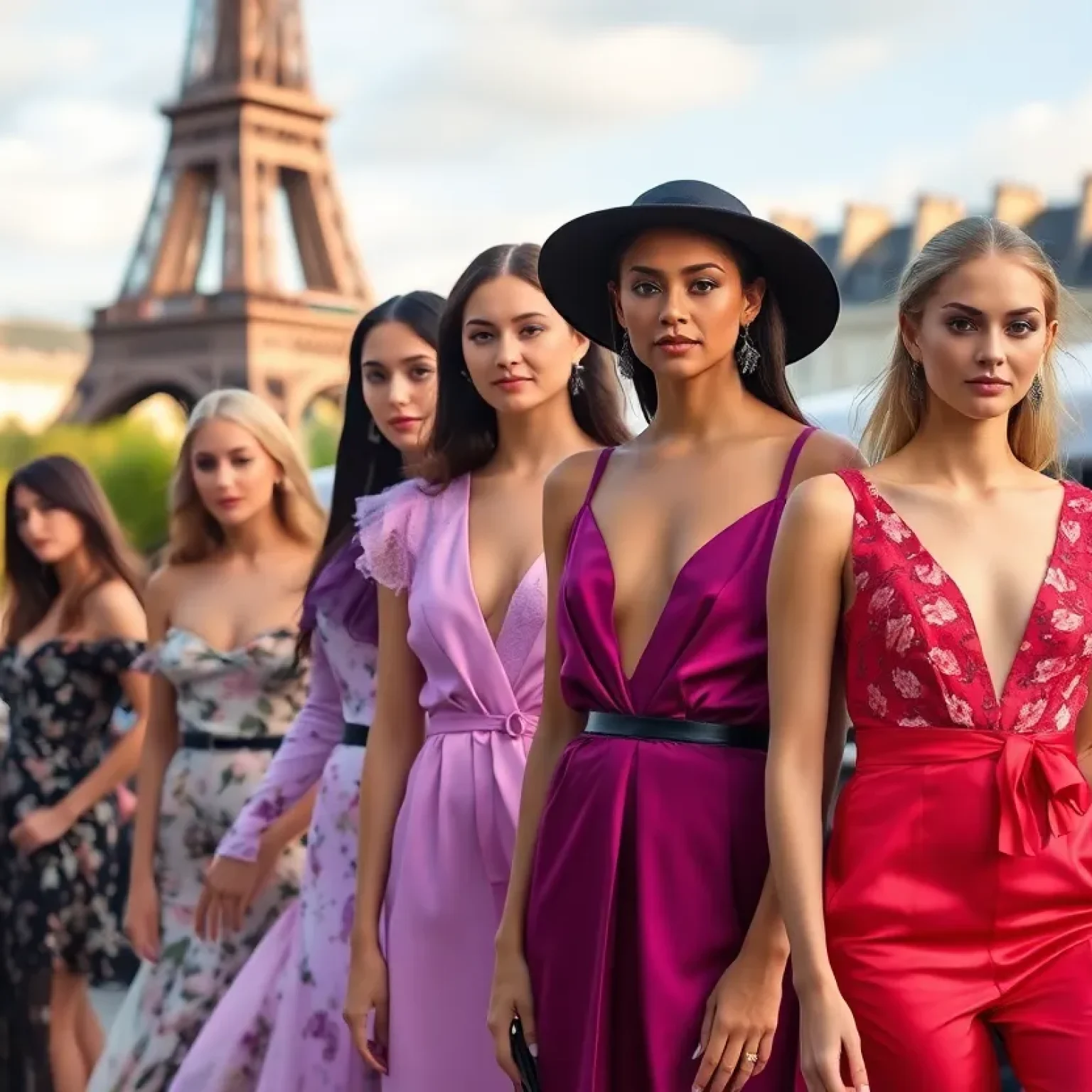 A vibrant runway scene from Passport to Paris fashion show in St. Petersburg.