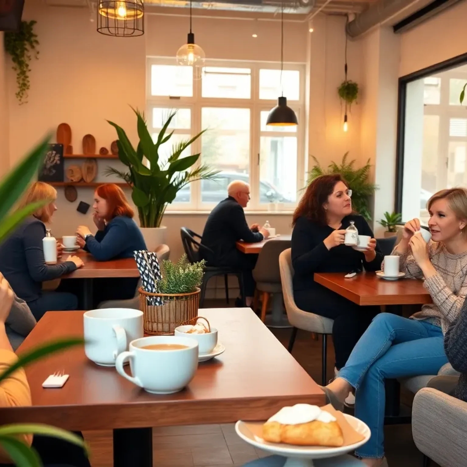 Interior of Qargo Coffee Café showing people enjoying coffee