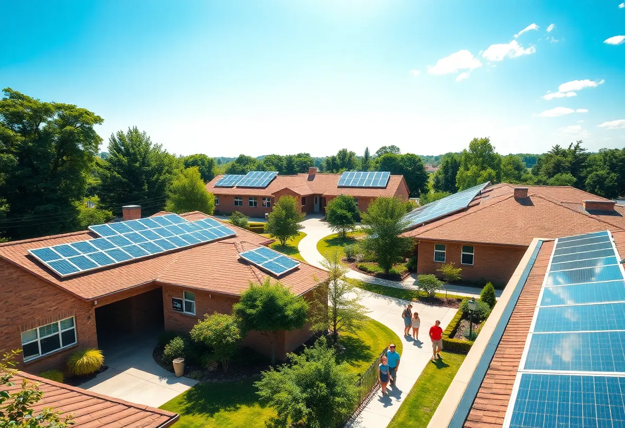 Solar panels installed on the rooftops of the Manatee County School for the Arts campus.